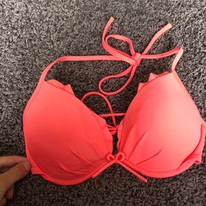Coral push-up bikini top